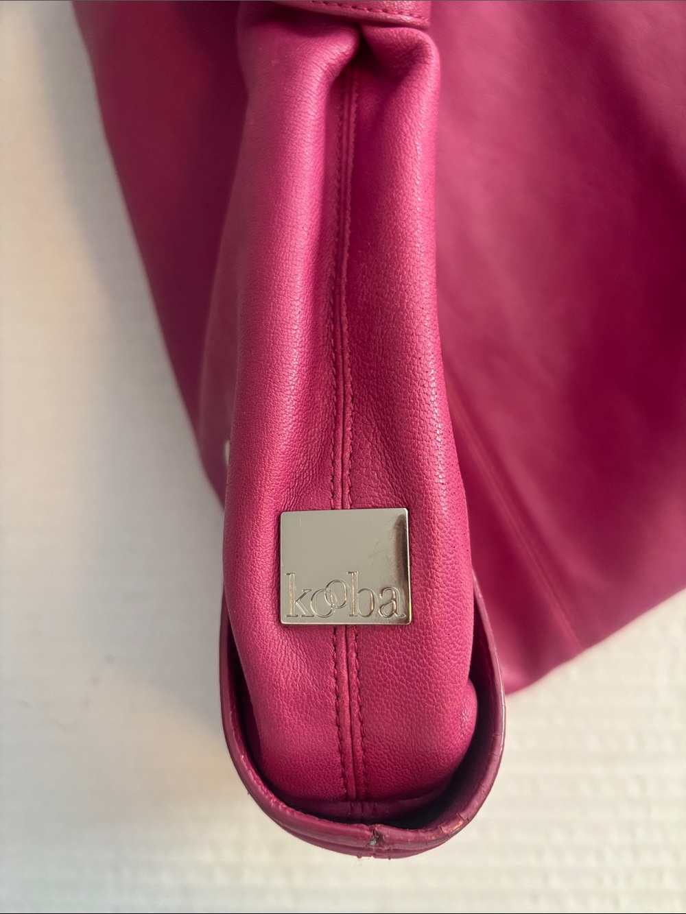 KOOBA BRAND…. MAGENTA PINK LEATHER SHOULDER BAG SILVER HARDWARE STUD DESIGN - Picture 6 of 11